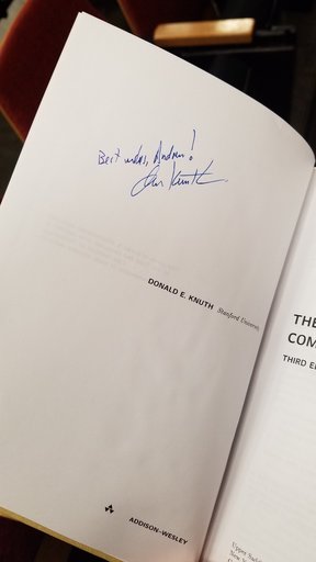 A newly-signed copy of The Art of Computer Programming